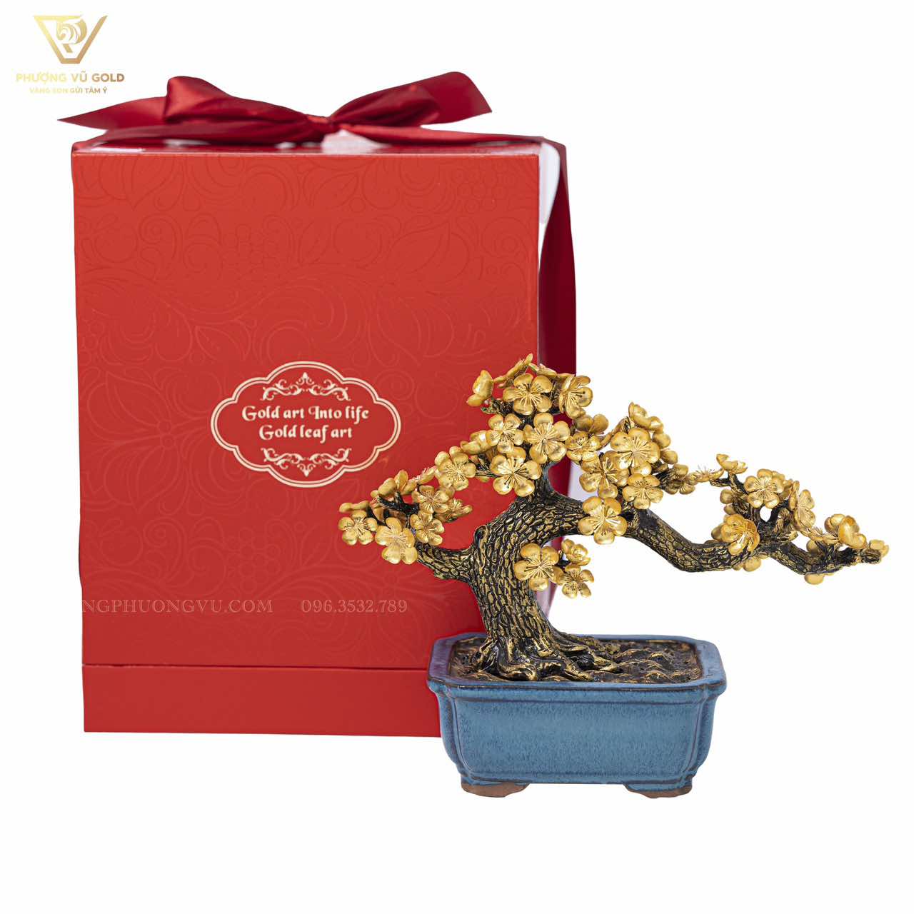 Chậu Hoa Mai Dát Vàng 24K – Quà Biếu Cao Cấp | Phượng Vũ Gold