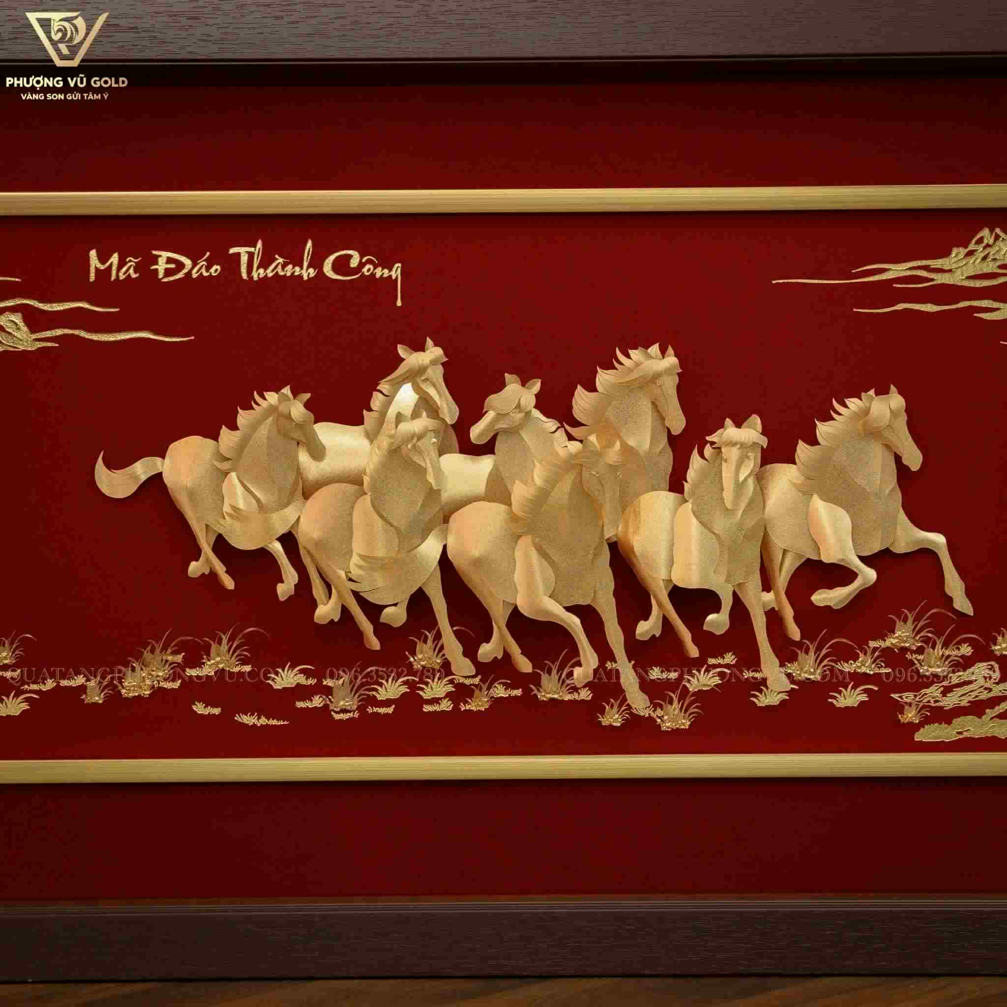 Tranh Bát Mã Mạ Vàng 24K – Quà Tặng Kỷ Niệm | Phượng Vũ Gold
