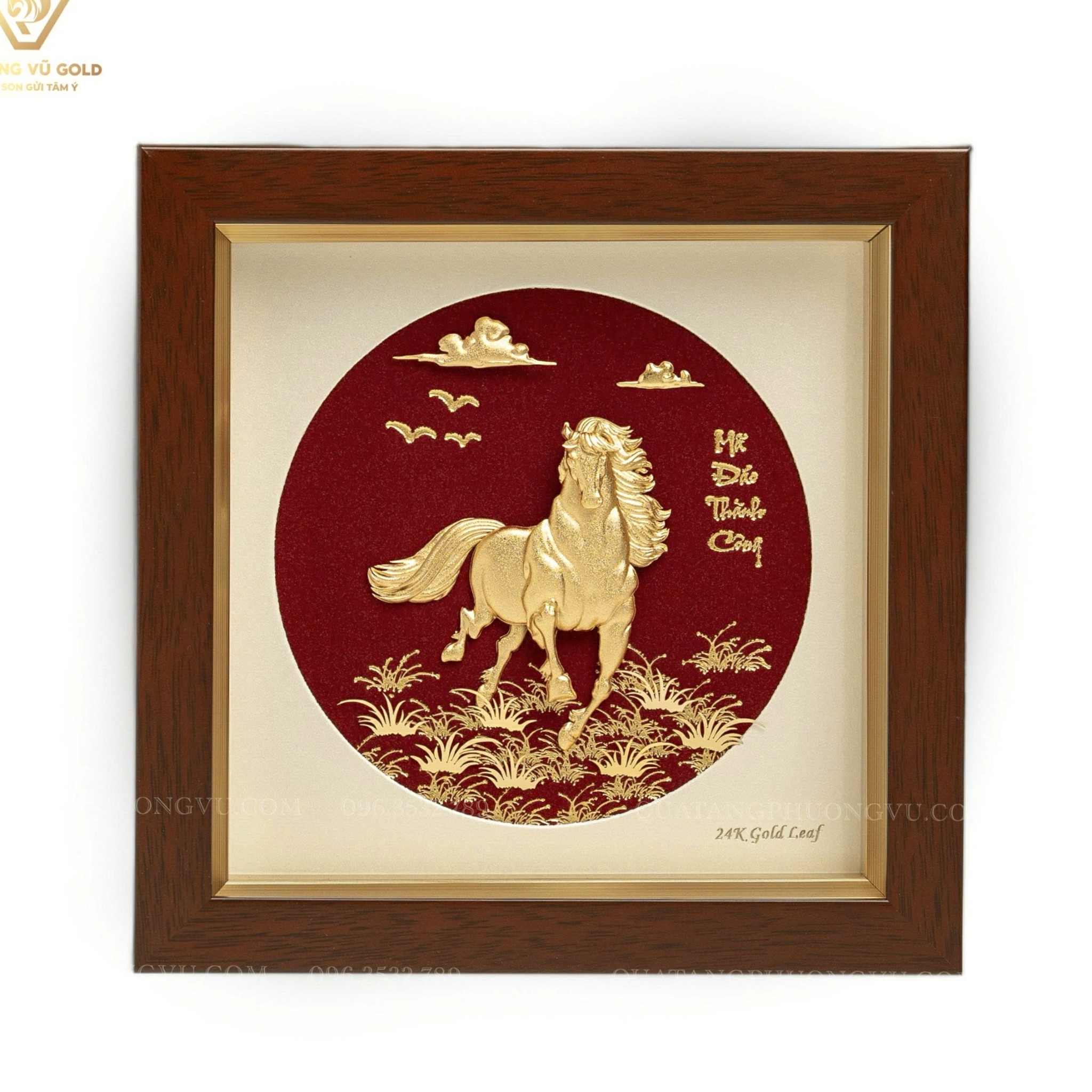 Tranh Mã Đáo Thành Công Dát Vàng 24K - Quà Tặng Sếp Cao Cấp | Phượng Vũ Gold