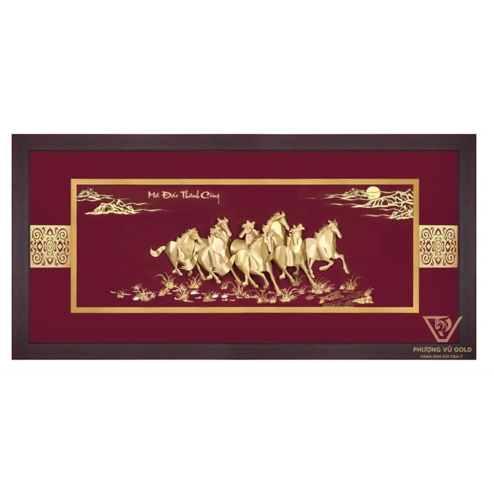 Tranh Bát Mã Mạ Vàng 24K – Quà Tặng Kỷ Niệm Thành Lập Công Ty | Phượng Vũ Gold