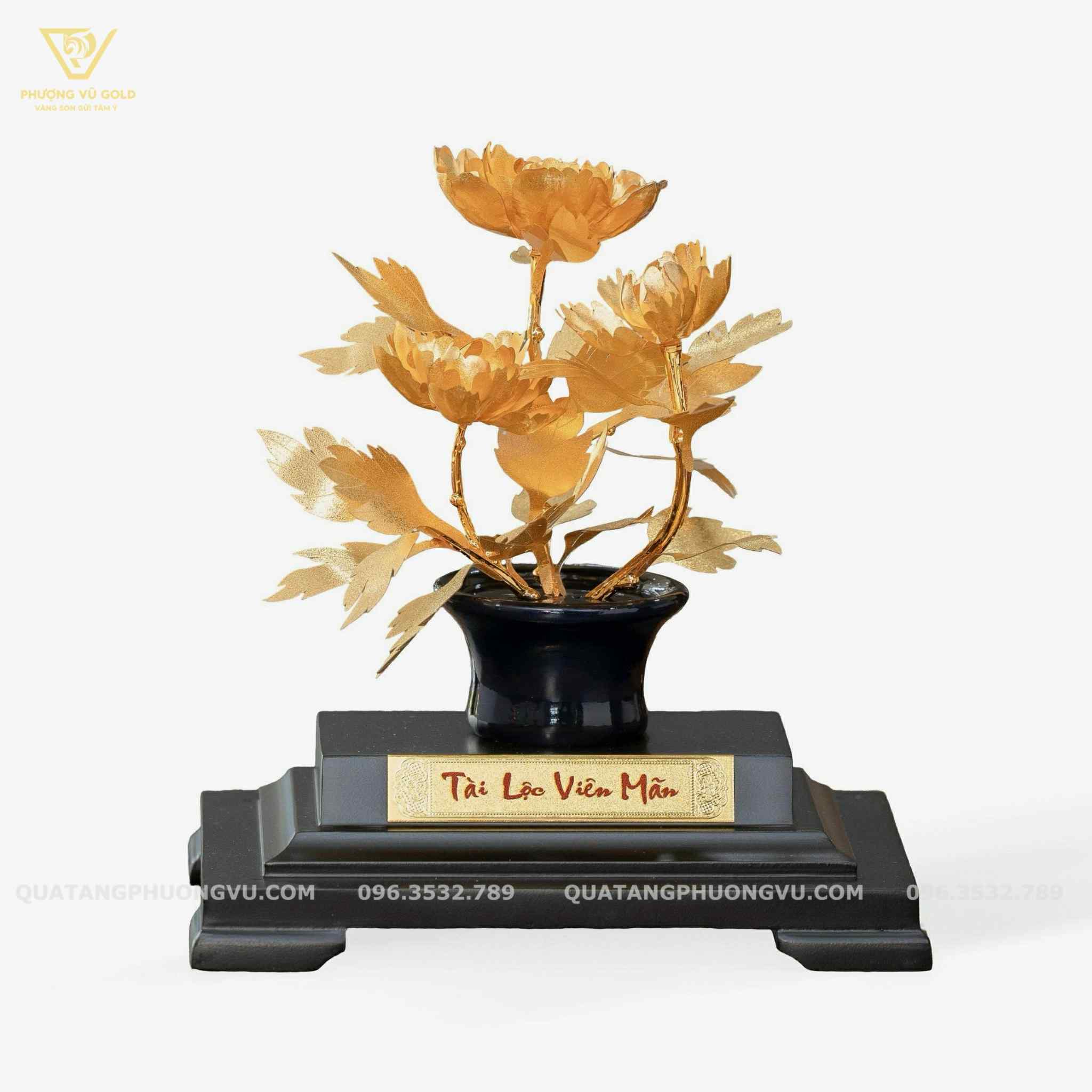 Hoa Mẫu Đơn Dát Vàng 24K - Quà Tặng Sếp Nữ | Phượng Vũ Gold