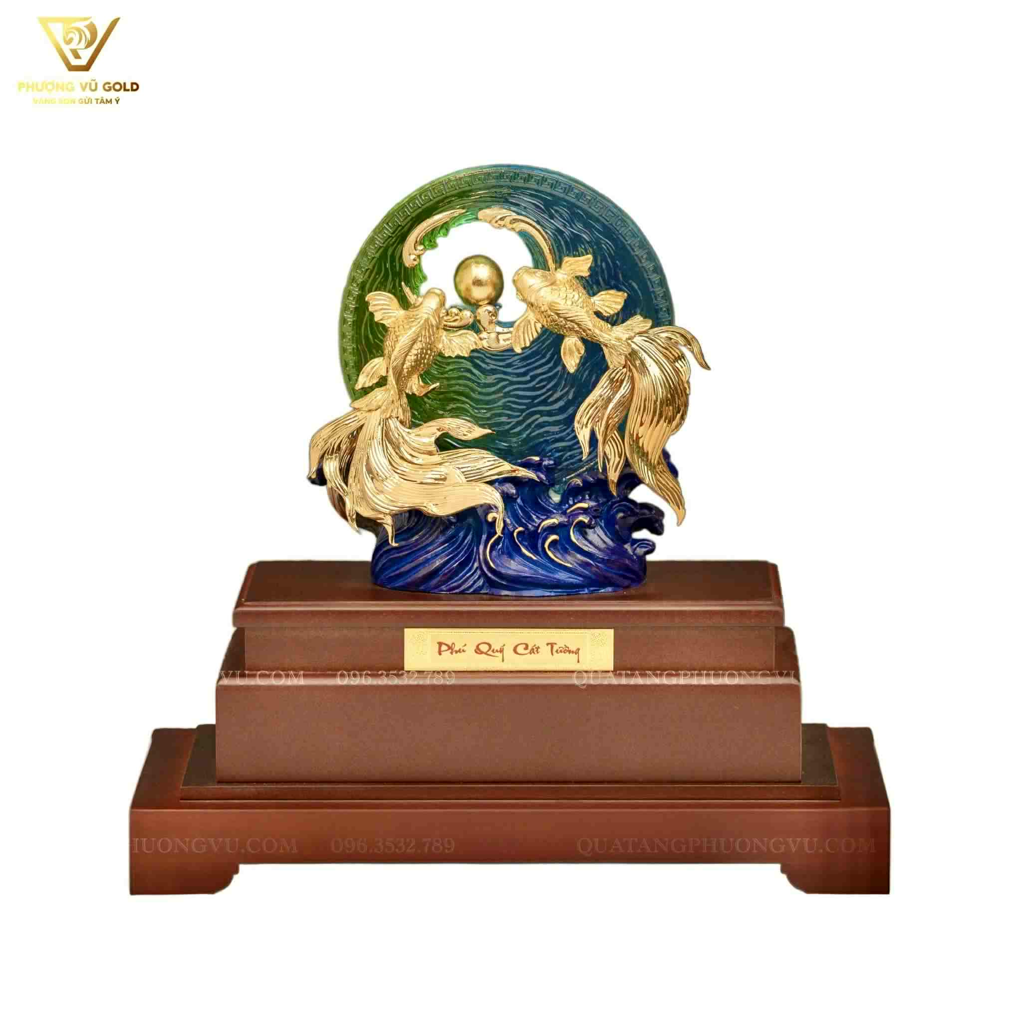 Cá Chép Trông Trăng Mạ Vàng 24K – Quà Tặng Sếp Cao Cấp | Phượng Vũ Gold