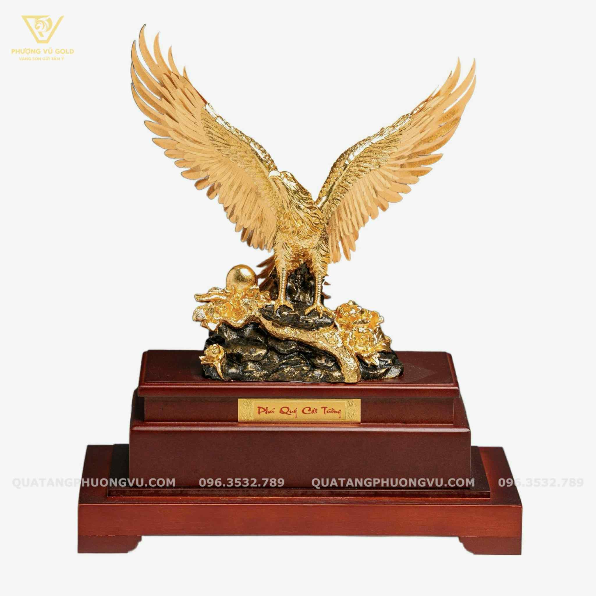 Tượng Đại Bàng Mạ Vàng 24K – Quà Tặng Phong Thủy Thăng Tiến & Thành Công | Phượng Vũ Gold