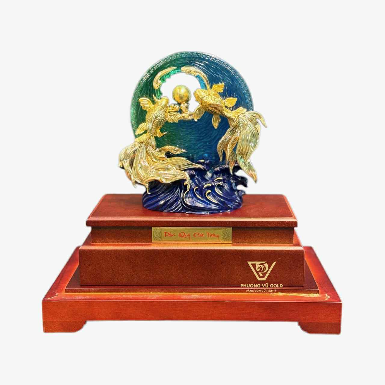 Cá Chép Trông Trăng Mạ Vàng 24K - Quà Tặng Sếp Cao Cấp | Phượng Vũ Gold