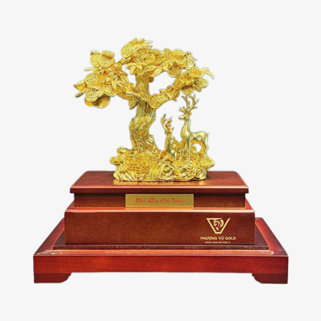 Lộc Phú Quý - Huơu Mạ Vàng 24K - Quà Mừng Cưới Mừng Thọ | Phượng Vũ Gold