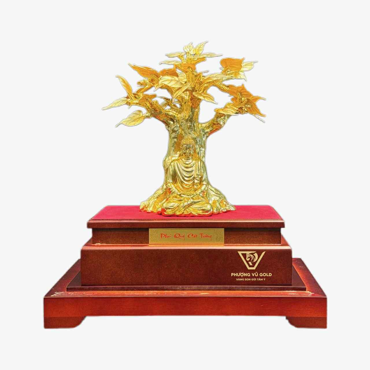 Phật Toạ Cây Bồ Đề Mạ Vàng 24K - Quà Biếu Tặng Ý Nghĩa | Phượng Vũ Gold