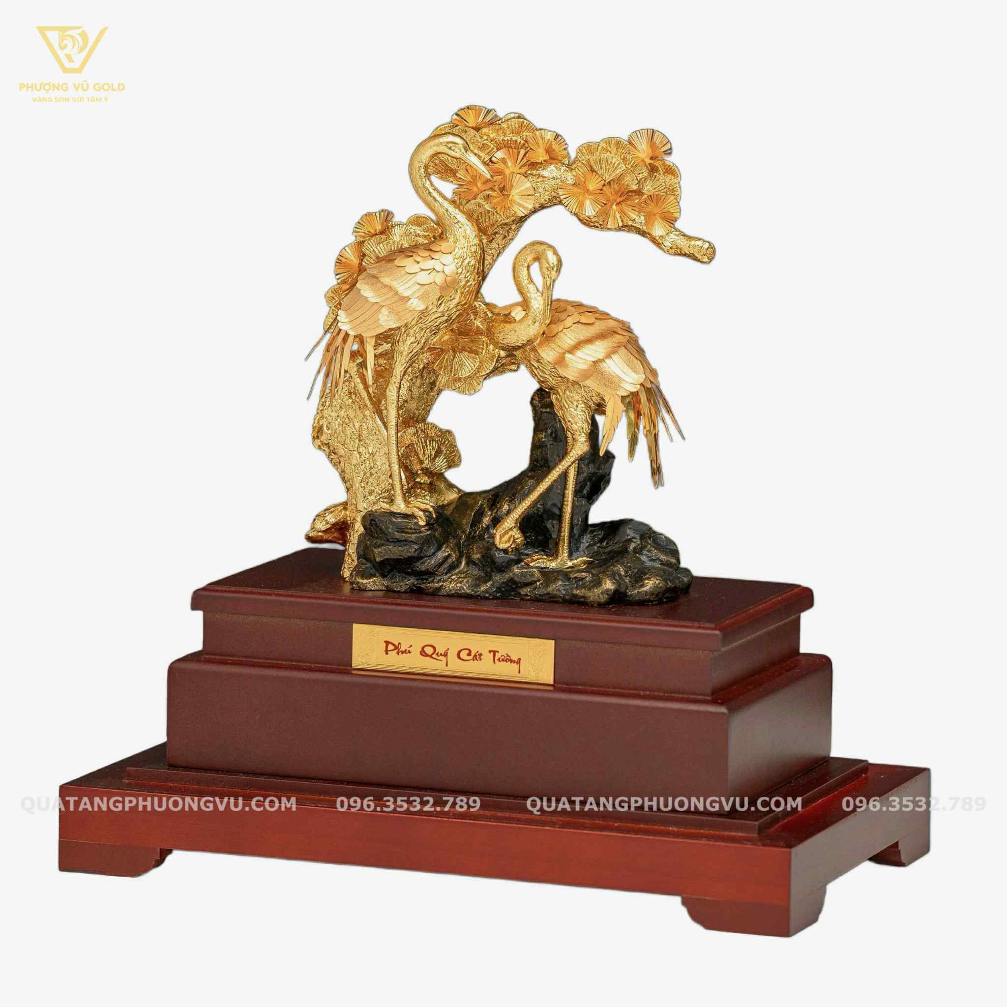 Tượng Hồng Hạc Phú Quý Mạ Vàng 24K – Quà Tặng Phong Thủy Sang Trọng | Phượng Vũ Gold
