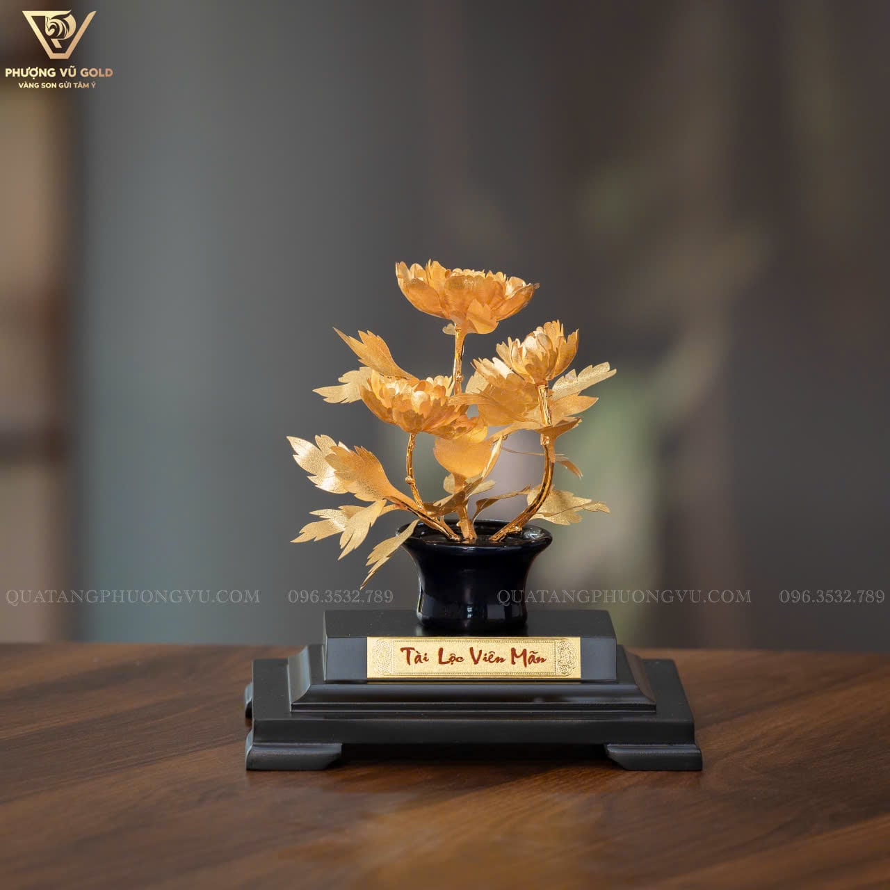 Hoa Mẫu Đơn Dát Vàng 24K – Quà Tặng Sếp Nữ | Phượng Vũ Gold