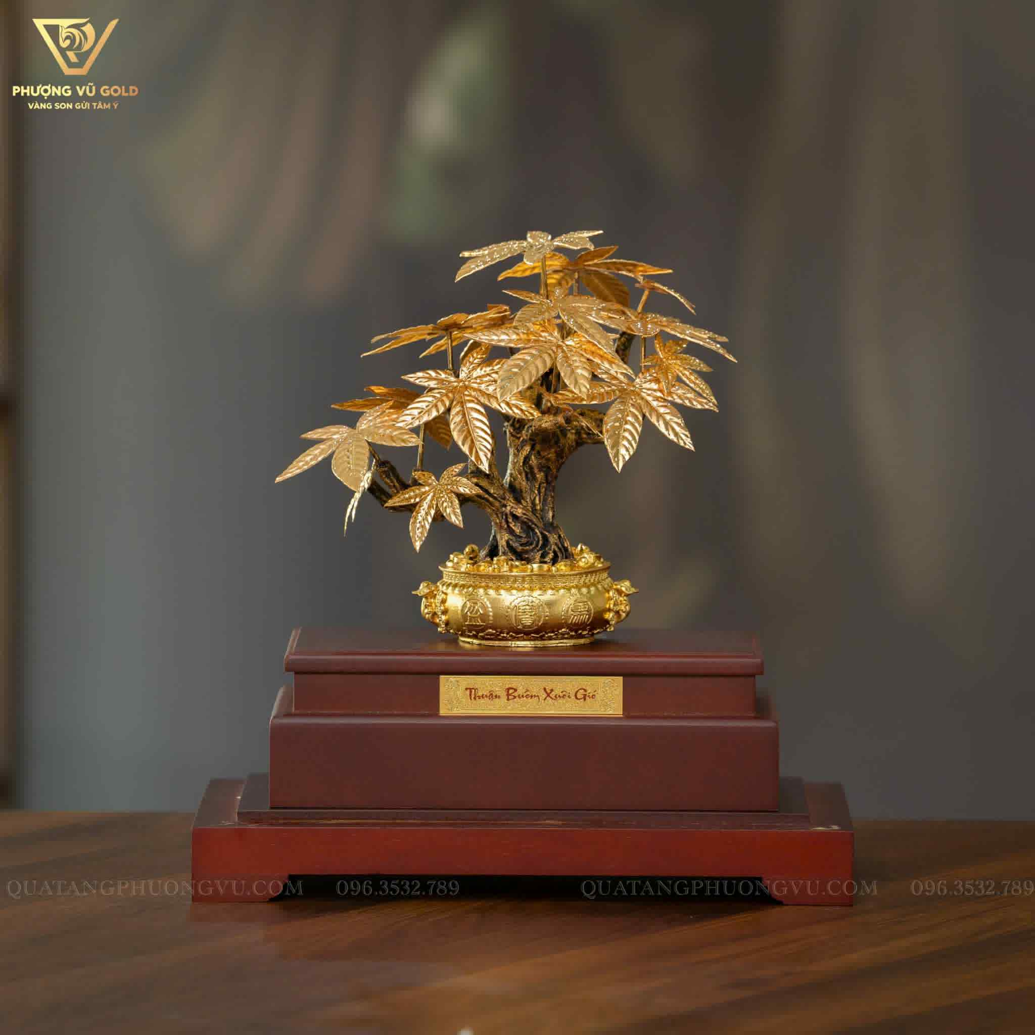 Cây Kim Ngân Phú Quý Dát Vàng 24K – Quà Tặng Tài Lộc | Phượng Vũ Gold