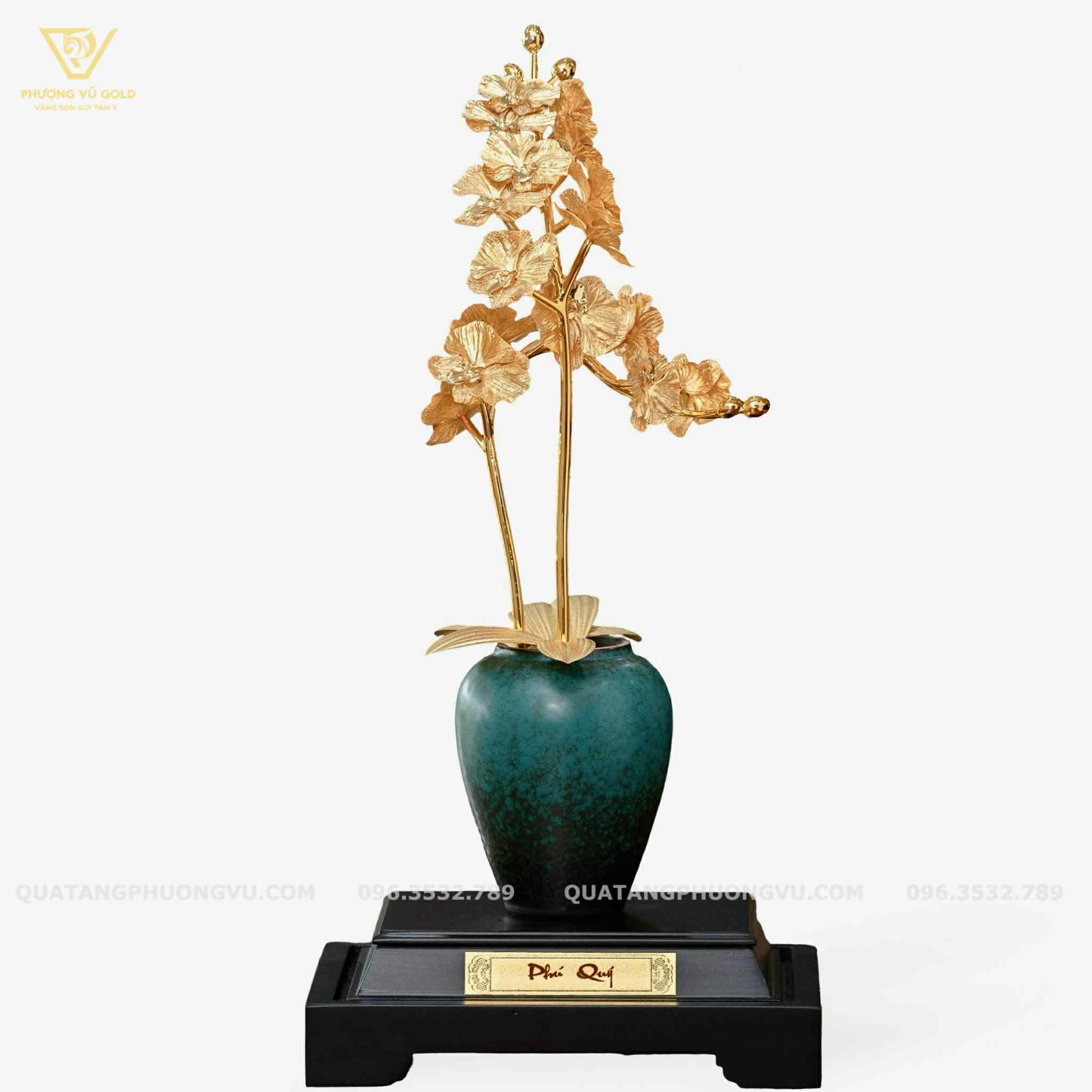 Bình Hoa Lan Dát Vàng 24K – Quà Tặng Tân Gia, Khai Trương Sang Trọng | Phượng Vũ Gold