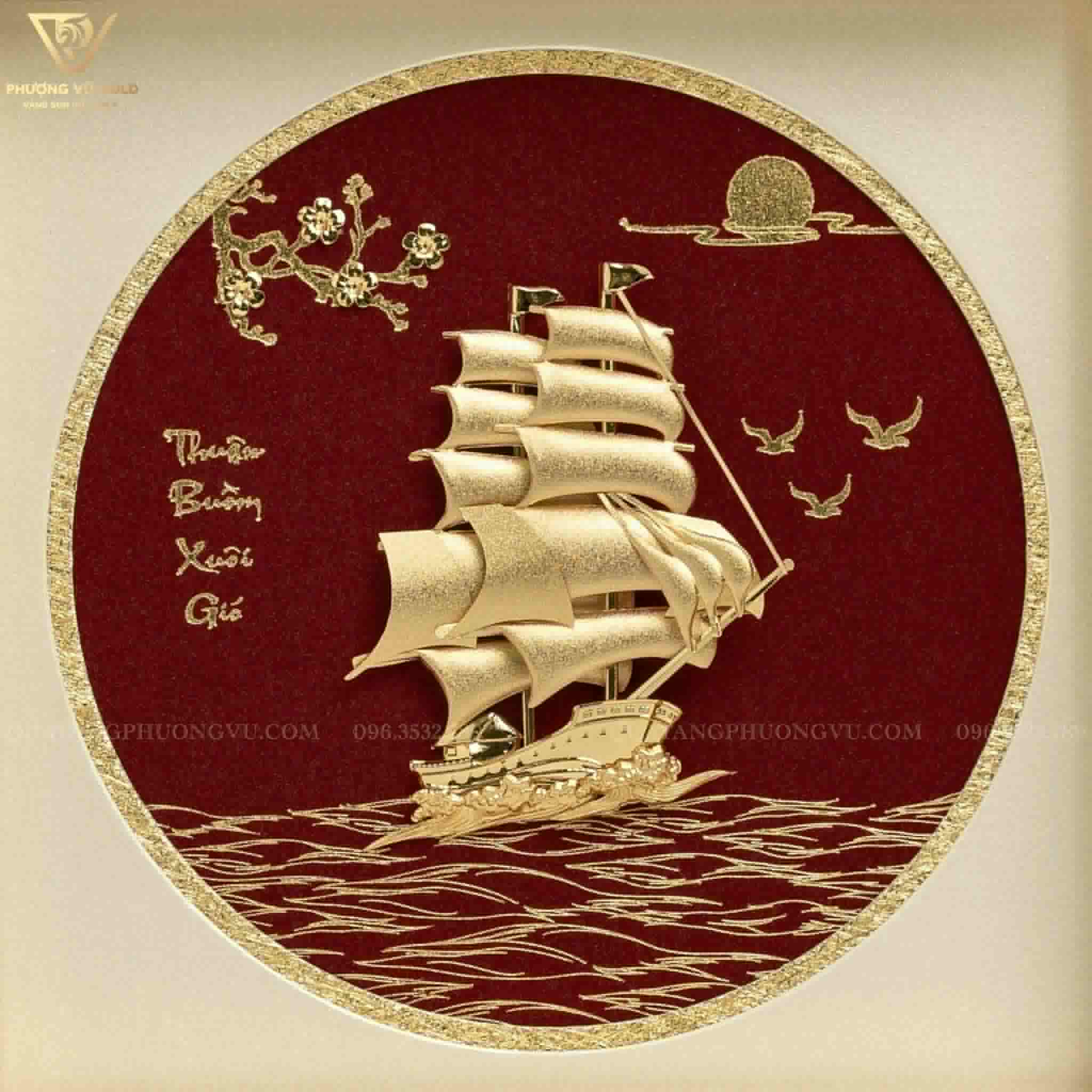 Tranh Thuận Buồm Xuôi Gió Dát Vàng – Tặng Khai Trương & Tân Gia | Phượng Vũ Gold