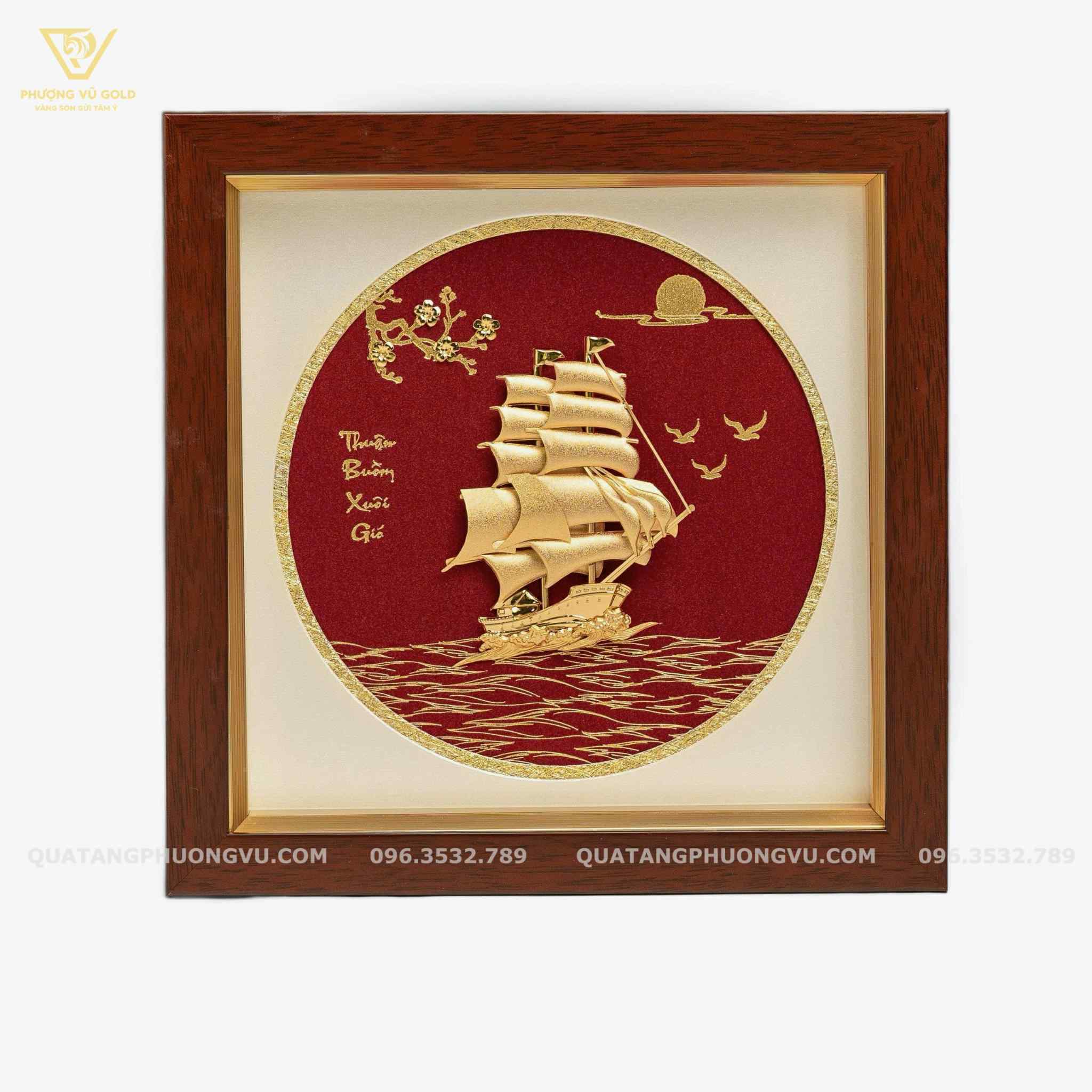 Tranh Thuận Buồm Xuôi Gió Dát Vàng 24K - Tặng Khai Trương & Tân Gia | Phượng Vũ Gold