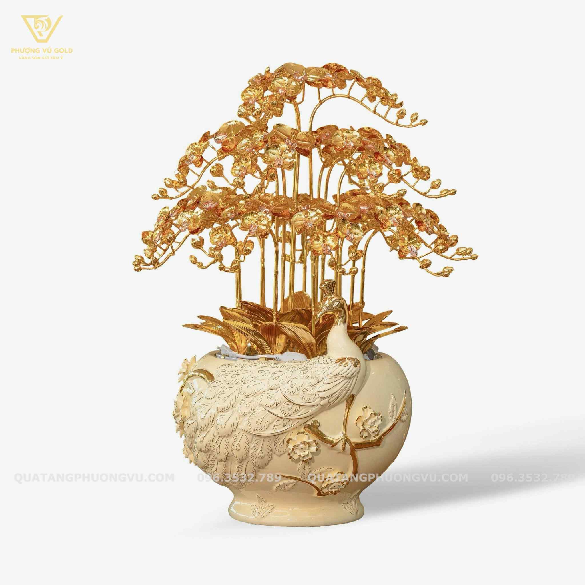 Chậu Hoa Lan Dát Vàng VIP 24K – Quà Tặng Đẳng Cấp Doanh Nhân | Phượng Vũ Gold