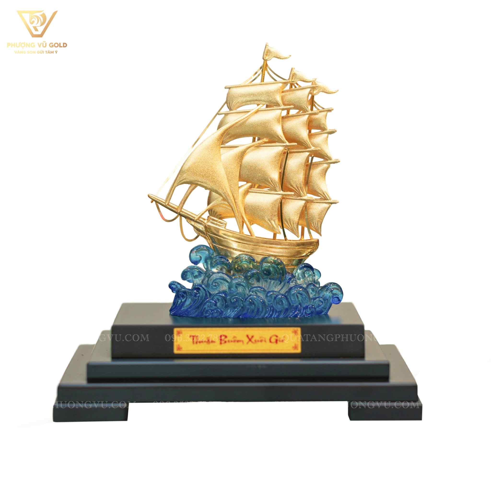 Mô Hình Chiếc Thuyền Dát Vàng 24K – Quà Tặng Cao Cấp | Phượng Vũ Gold
