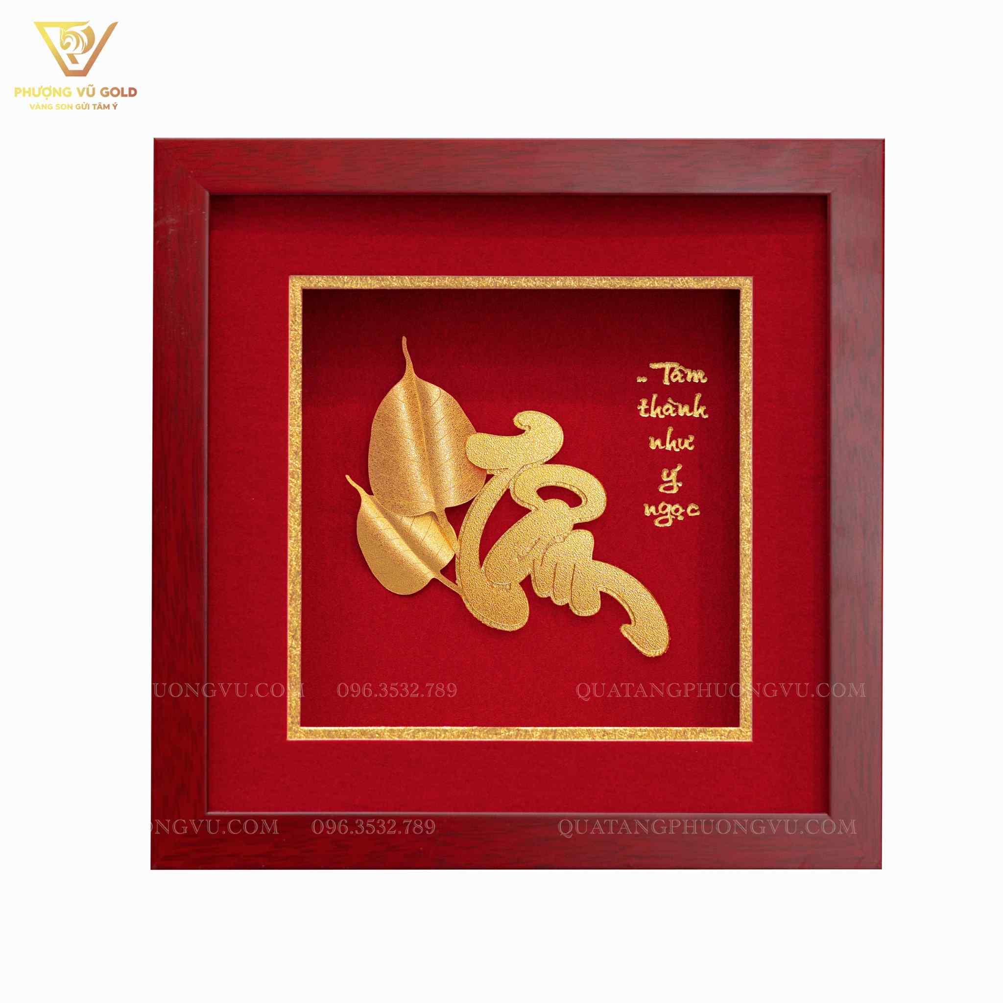 Tranh Chữ Tâm Dát Vàng 24K – Quà Tặng Tri Ân Thầy Cô 20/11 | Phượng Vũ Gold