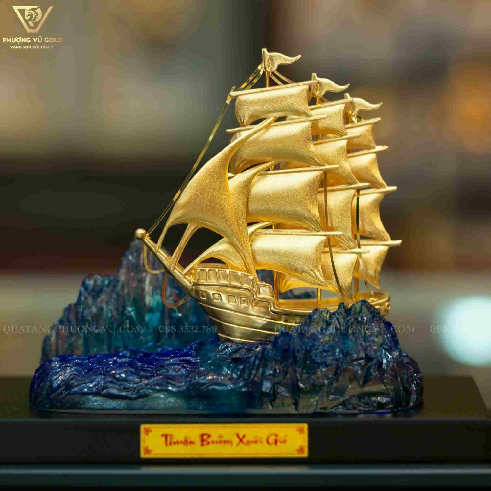 Quà tặng Tân Gia – Thăng Chức Chuyển Công Tác – Thuyền Dát Vàng 24K| Phượng Vũ Gold