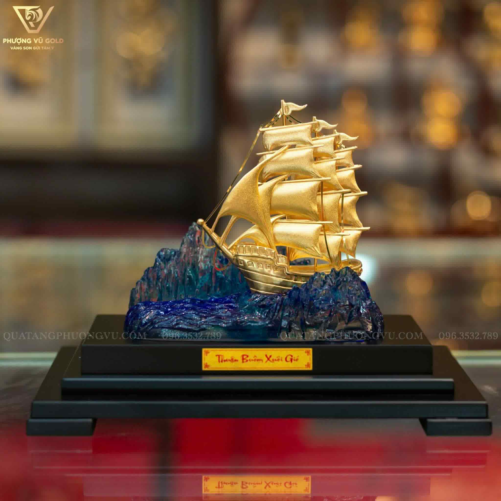 Quà tặng Tân Gia – Thăng Chức Chuyển Công Tác – Thuyền Dát Vàng 24K| Phượng Vũ Gold