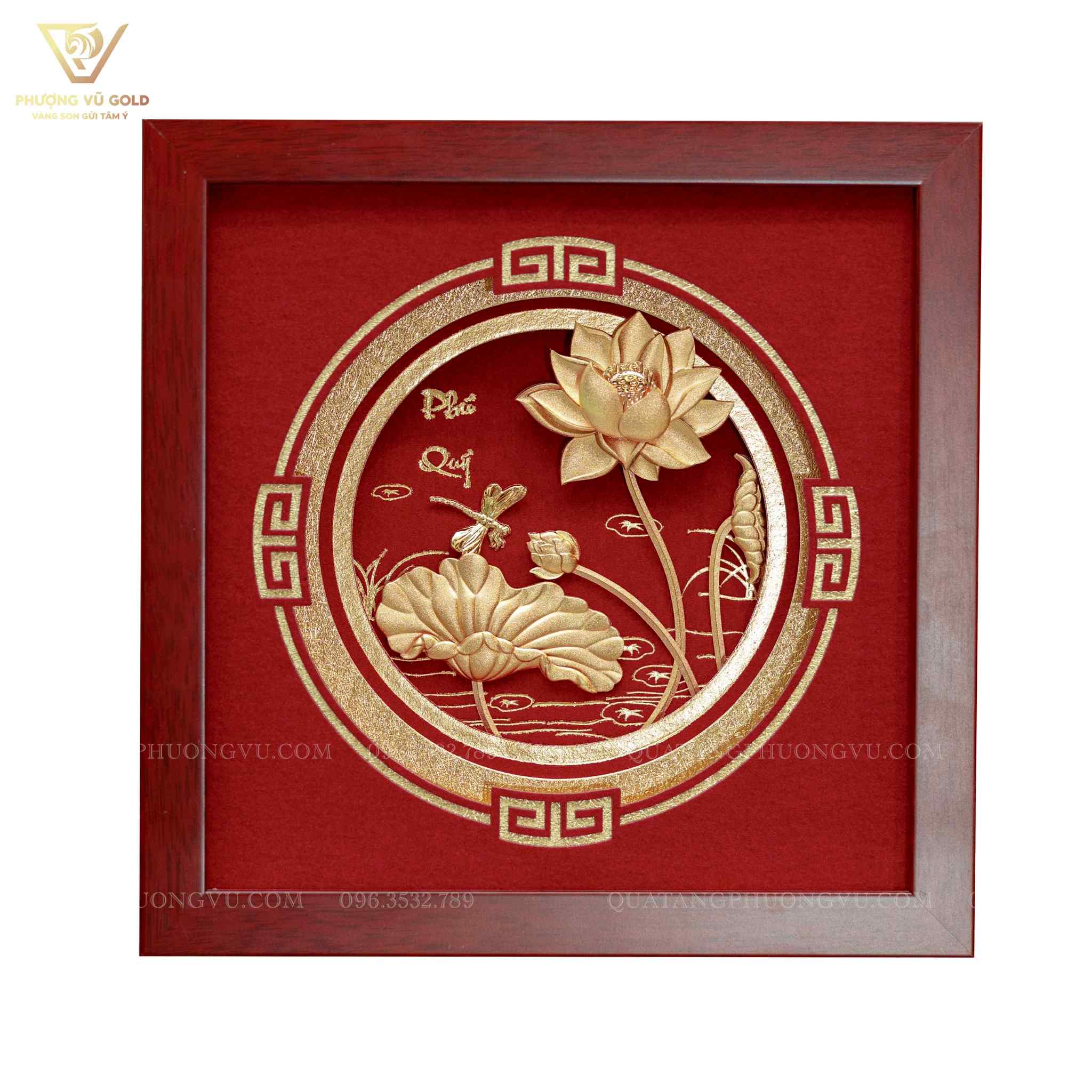 Tranh Hoa Sen Phú Quý Dát Vàng 24K - Quà Tặng Ý Nghĩa | Phượng Vũ Gold