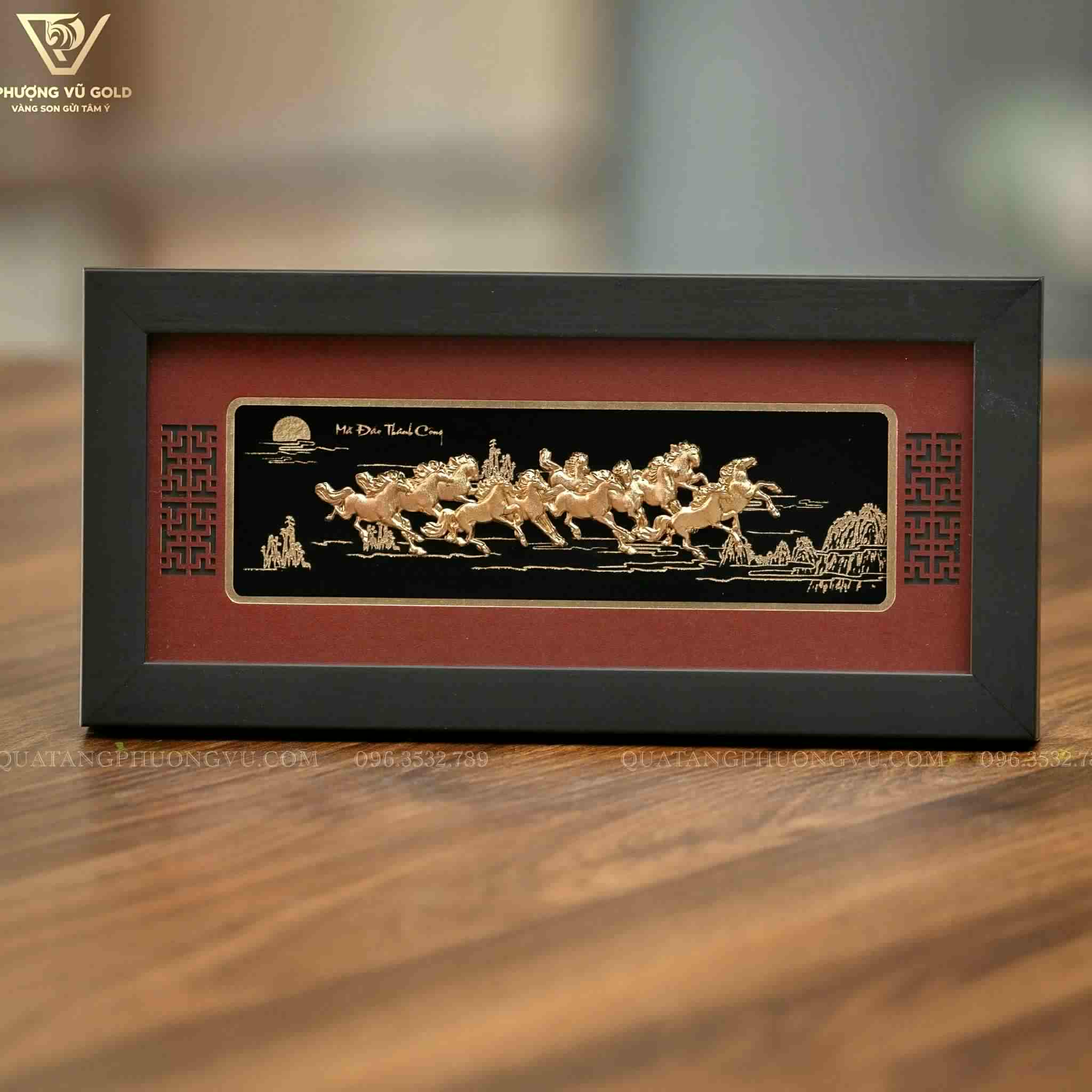 Tranh Mã Đáo Thành Công Để Bàn Dát Vàng 24K – Quà Tặng Tết | Phượng Vũ Gold