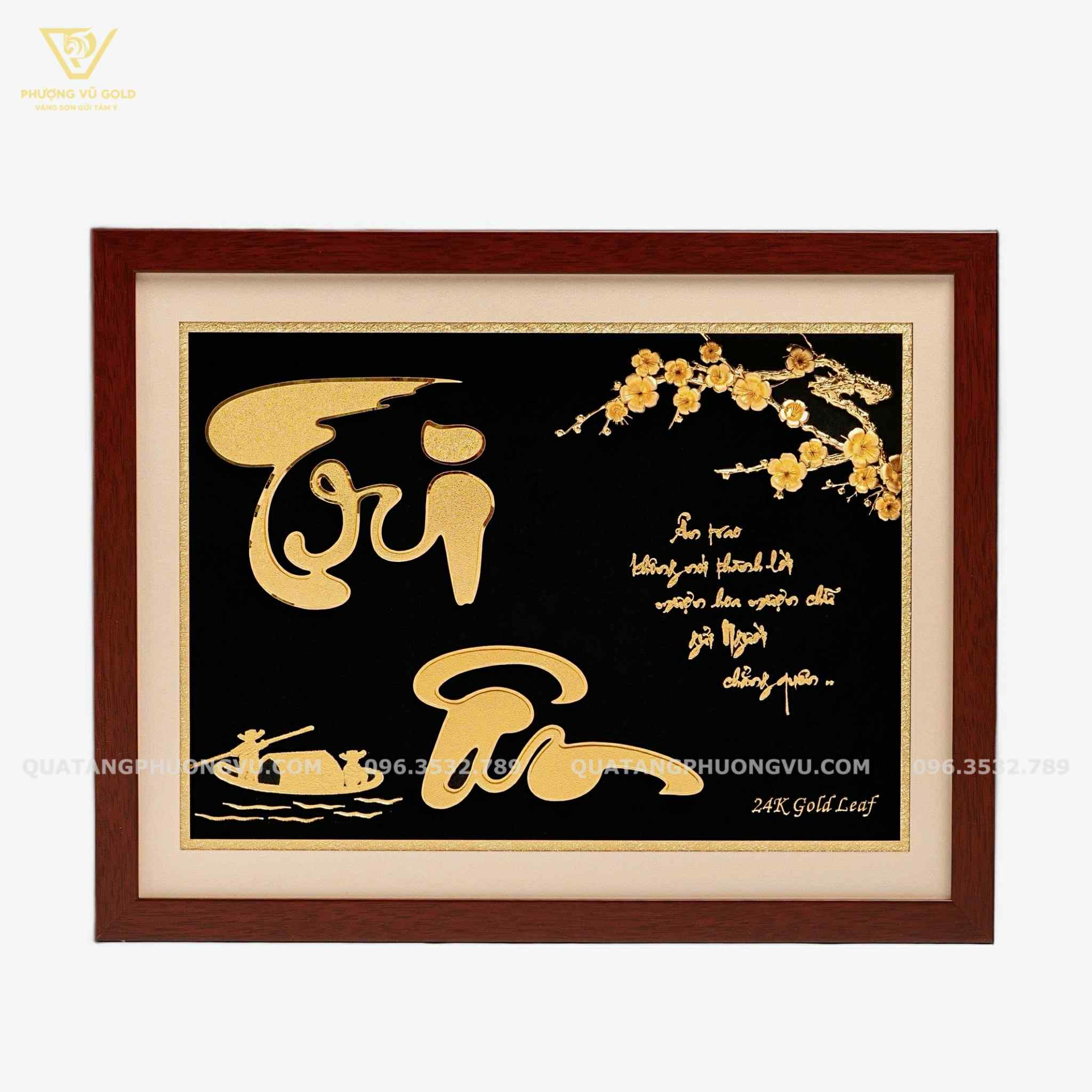 Tranh Chữ Tri Ân Thư Pháp Dát Vàng 24K – Quà Tặng Thầy Cô - Nghỉ Hưu | Phượng Vũ Gold