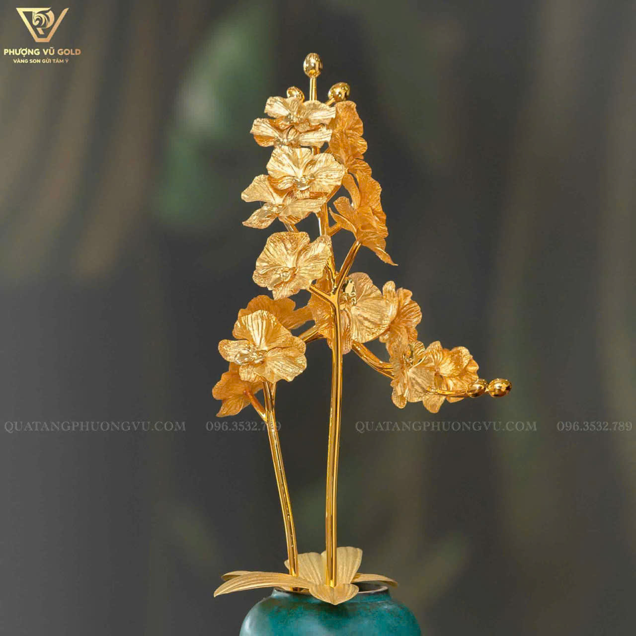 Bình Hoa Lan Dát Vàng 24K – Quà Tặng Tân Gia, Khai Trương | Phượng Vũ Gold